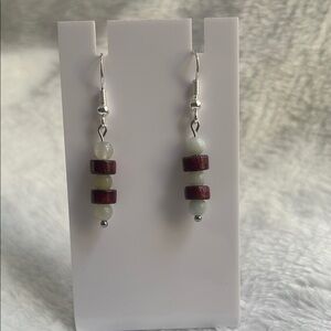 Quirky Silver and Wooden Beaded Earrings